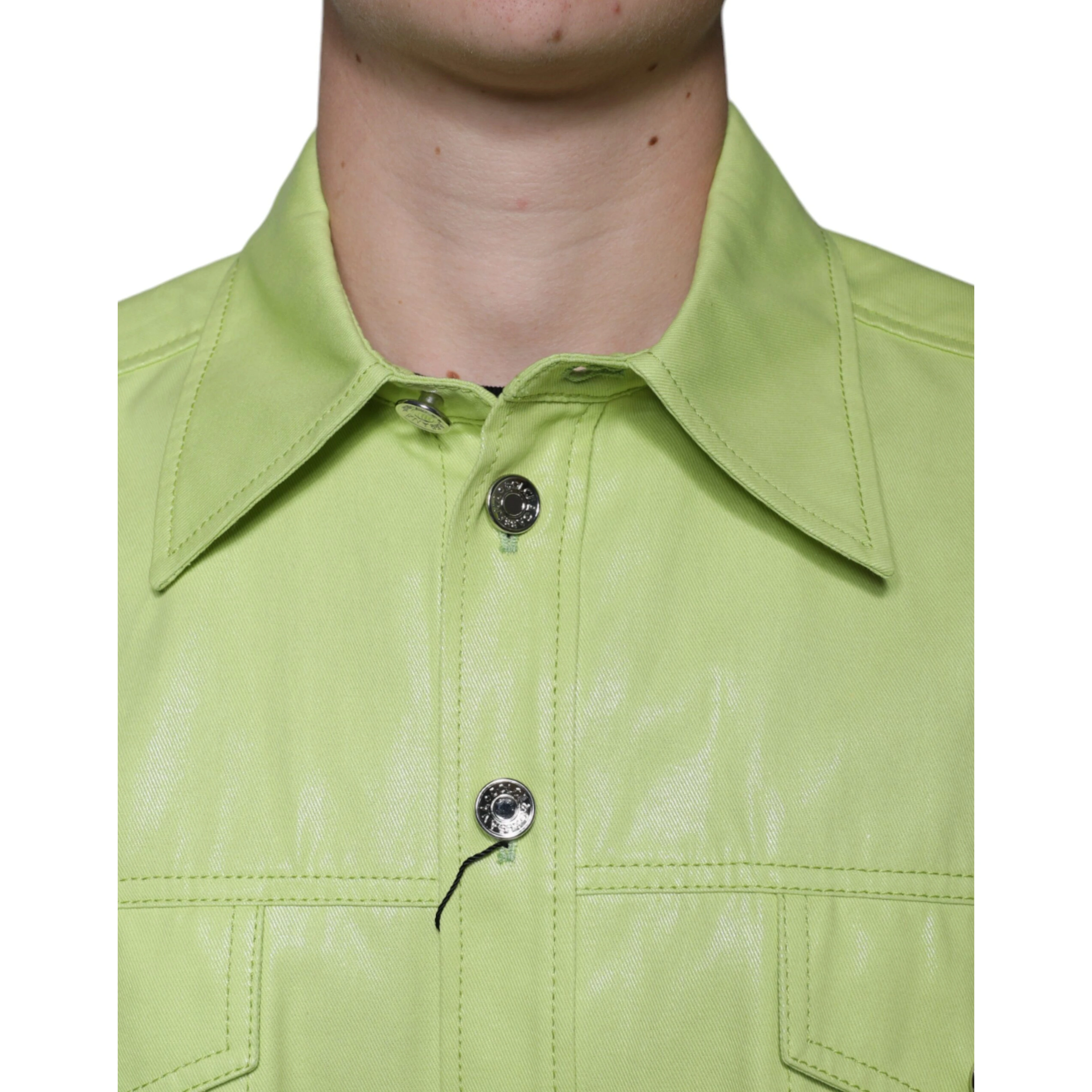 Green Cotton Collared Men Button Down Shirt