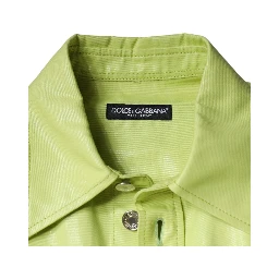 Green Cotton Collared Men Button Down Shirt