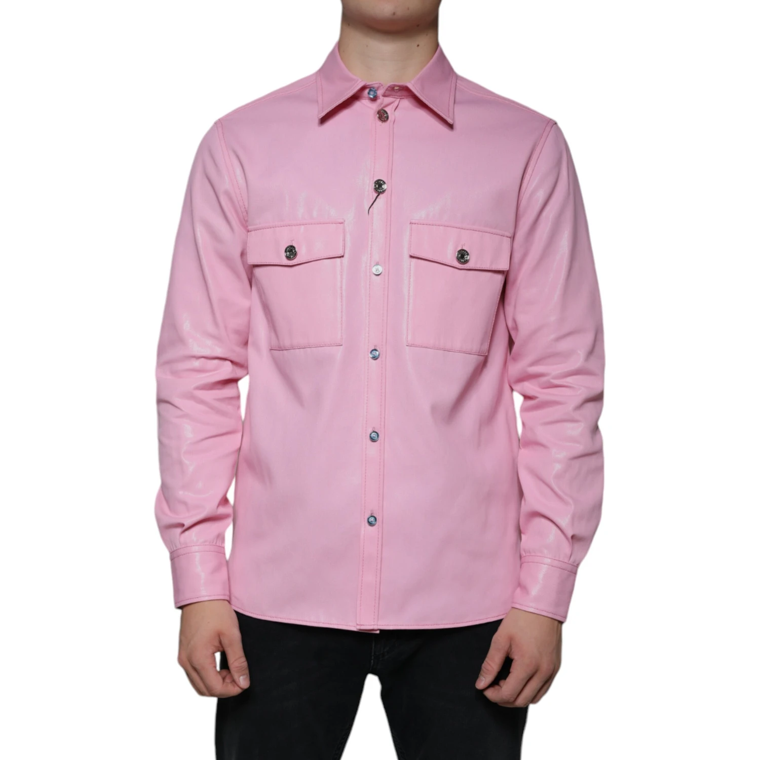 Pink Cotton Collared Button Down Shirt