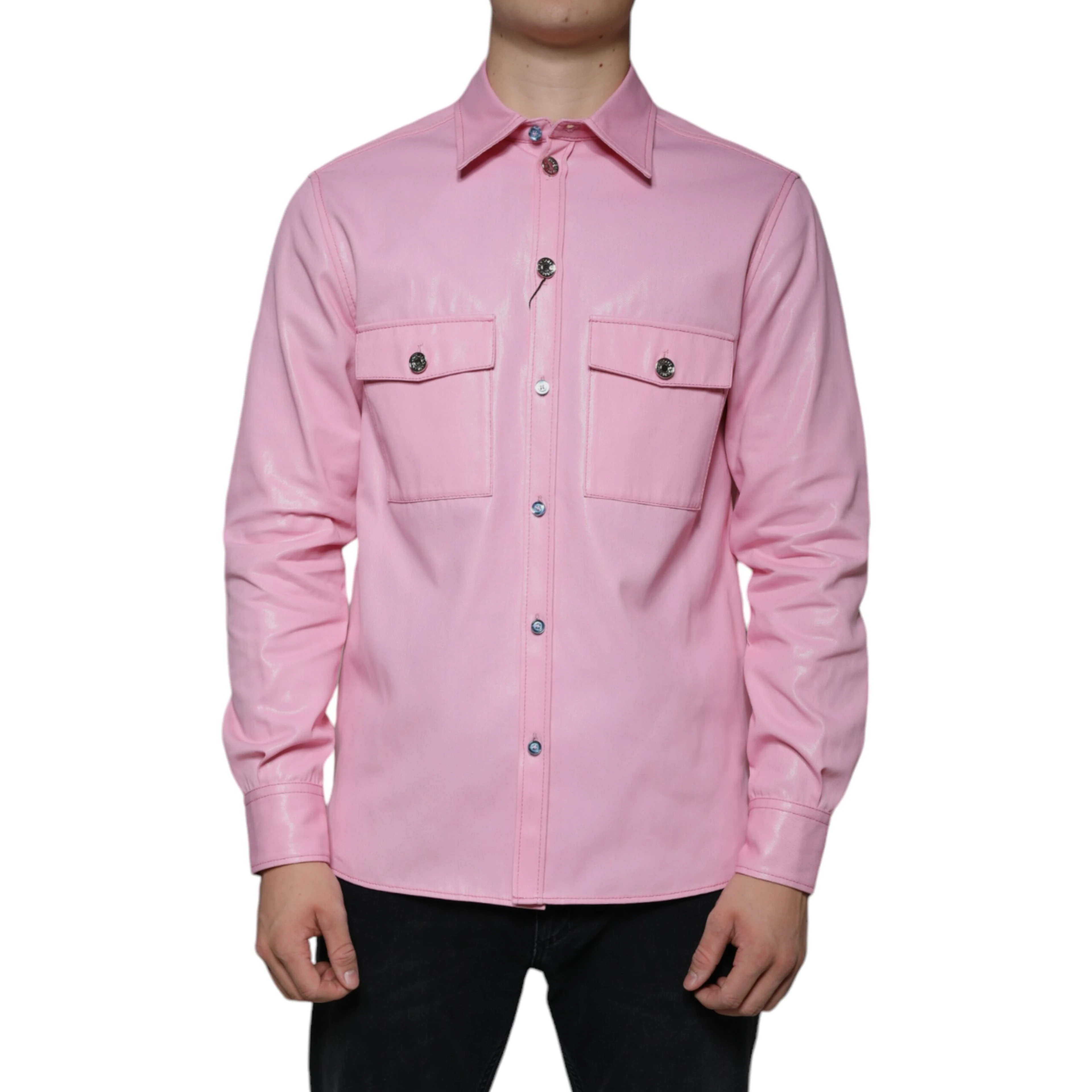 Pink Cotton Collared Button Down Shirt