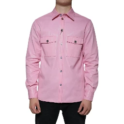 Pink Cotton Collared Button Down Shirt