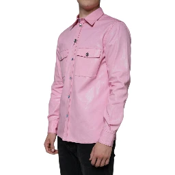 Pink Cotton Collared Button Down Shirt