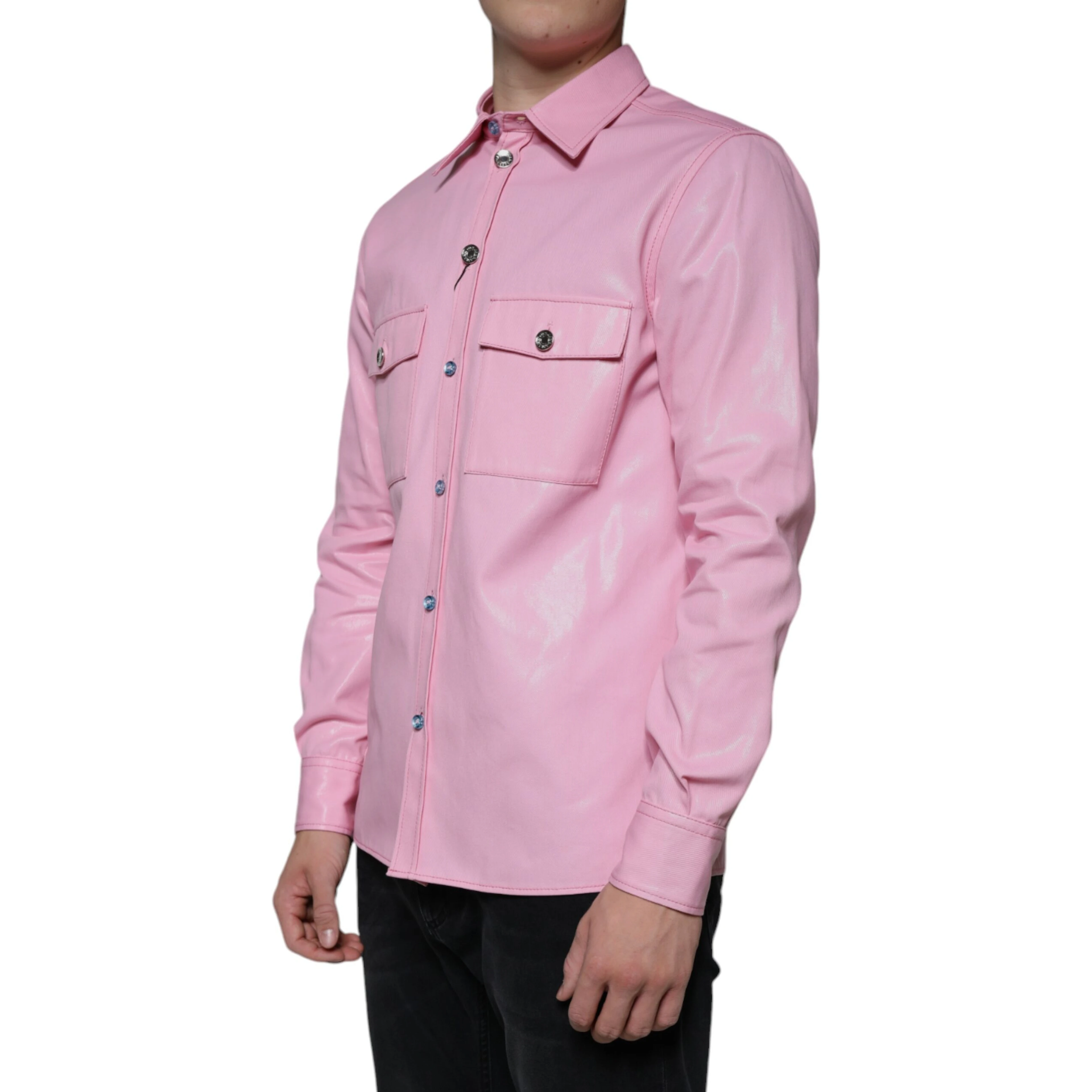 Pink Cotton Collared Button Down Shirt