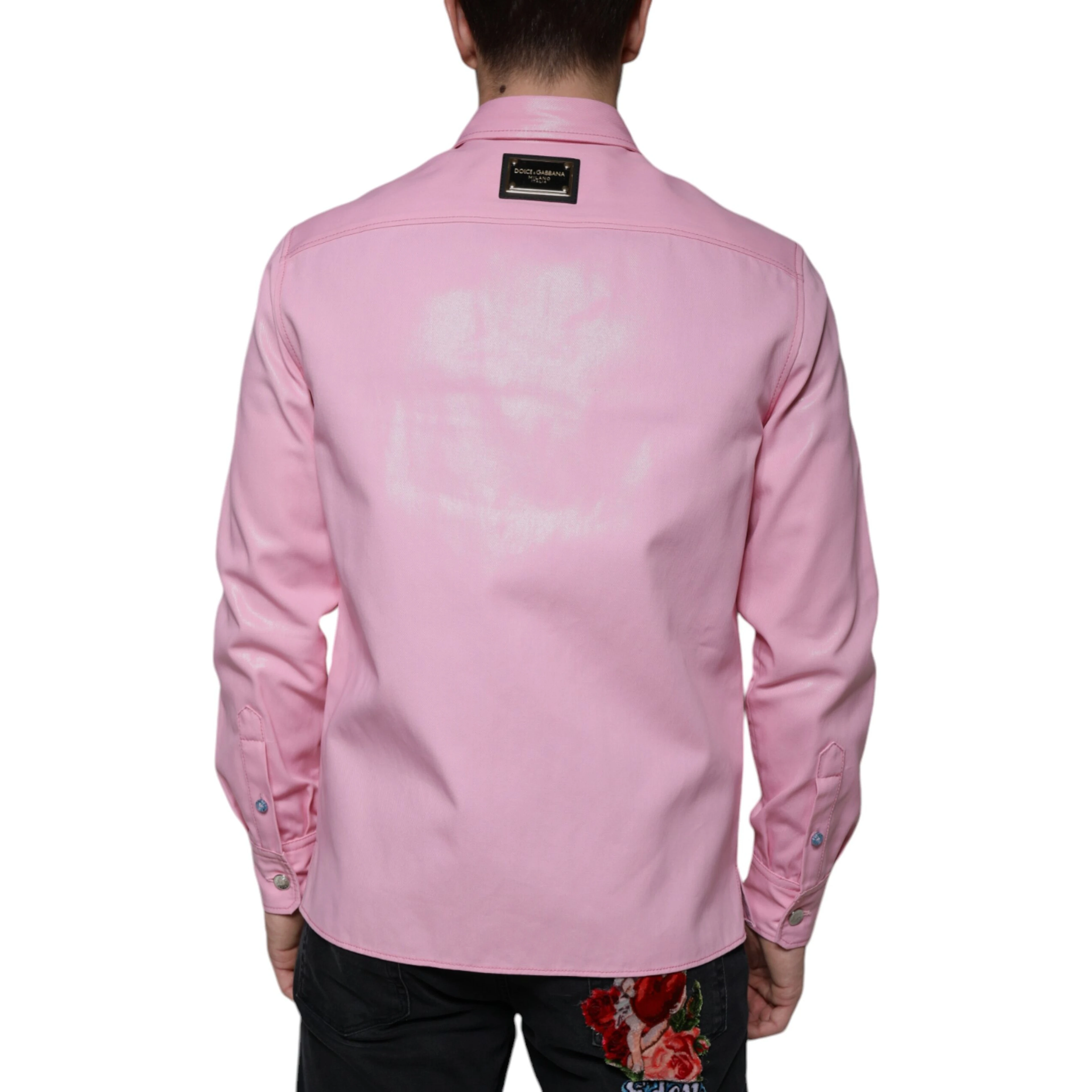Pink Cotton Collared Button Down Shirt