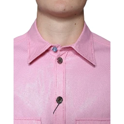 Pink Cotton Collared Button Down Shirt