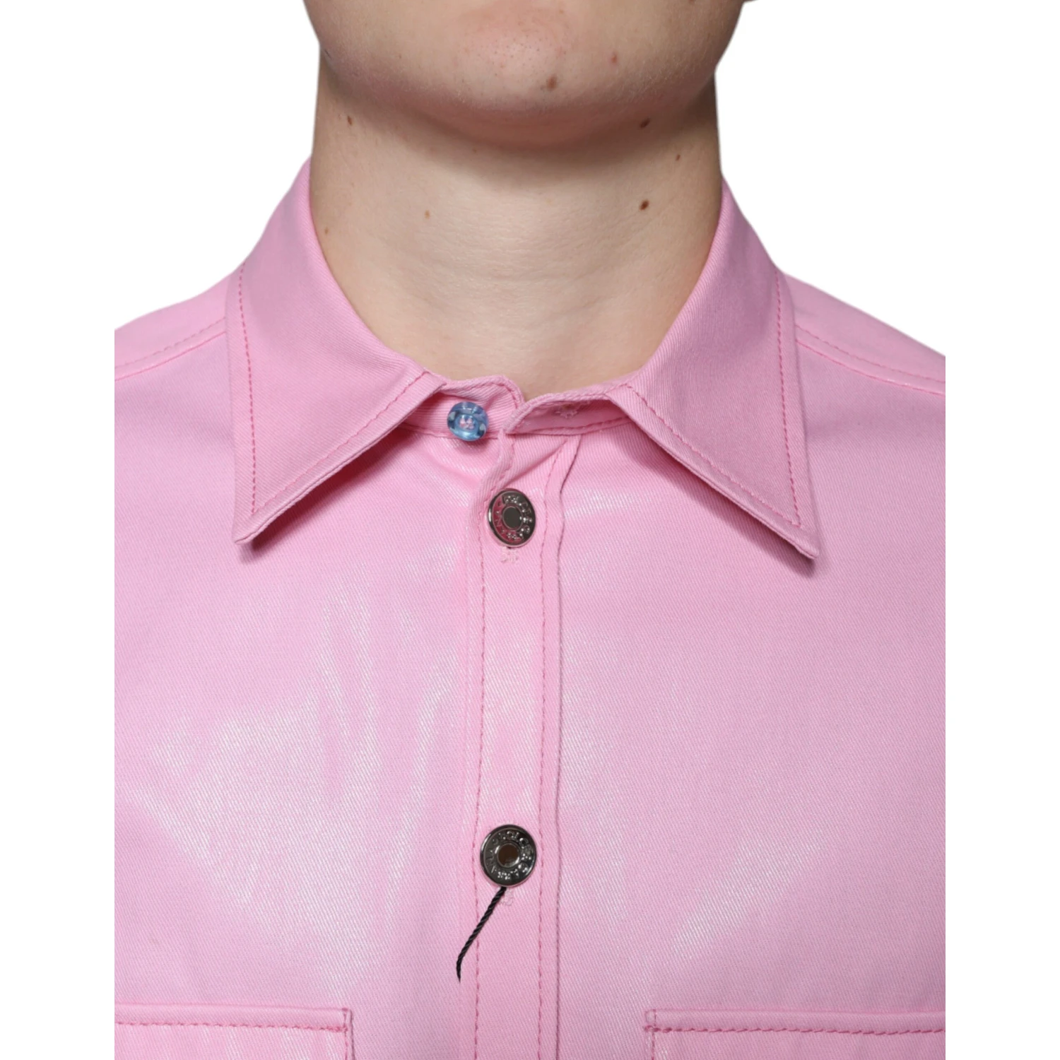 Pink Cotton Collared Button Down Shirt