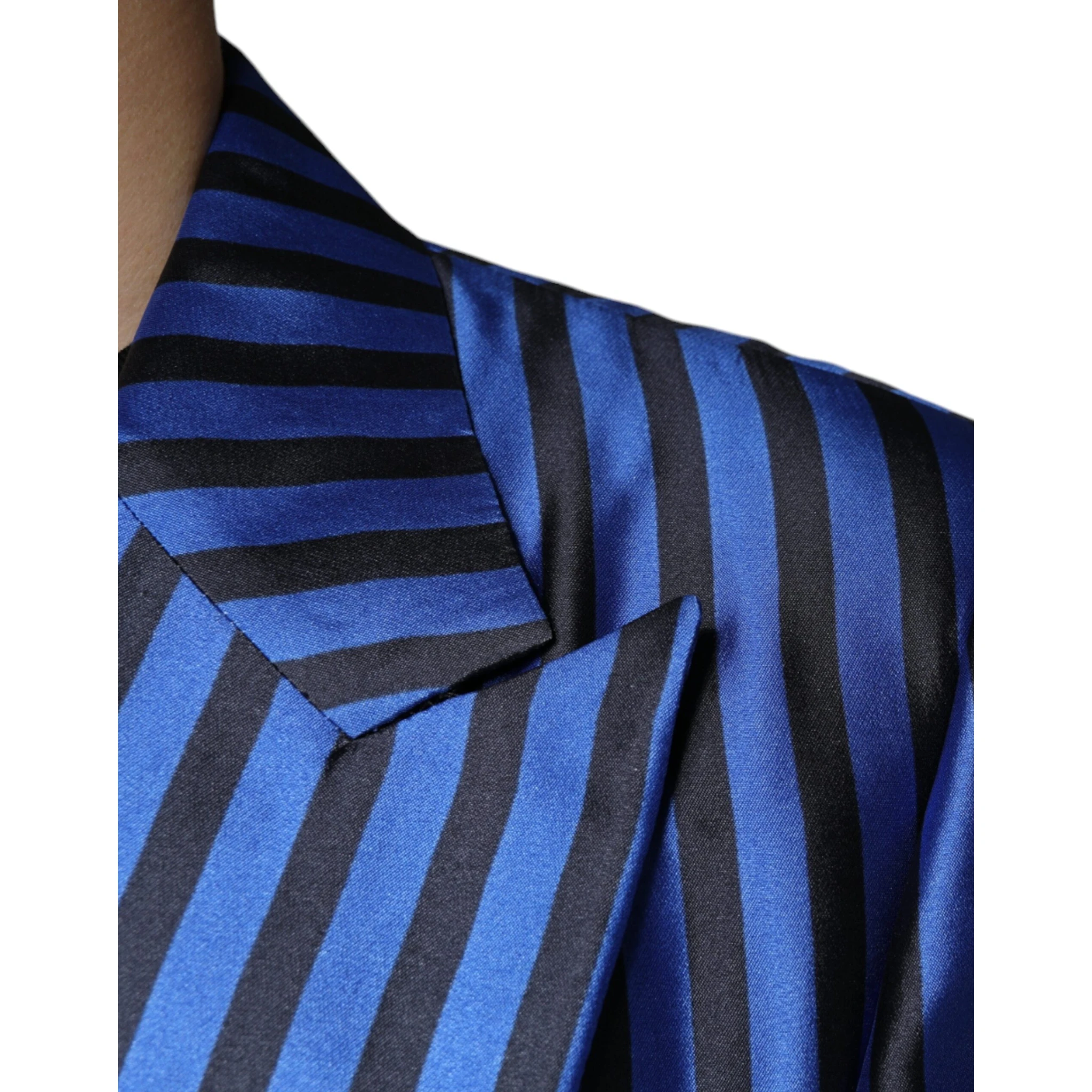 Metallic Blue Stripes Formal 3 Piece Suit