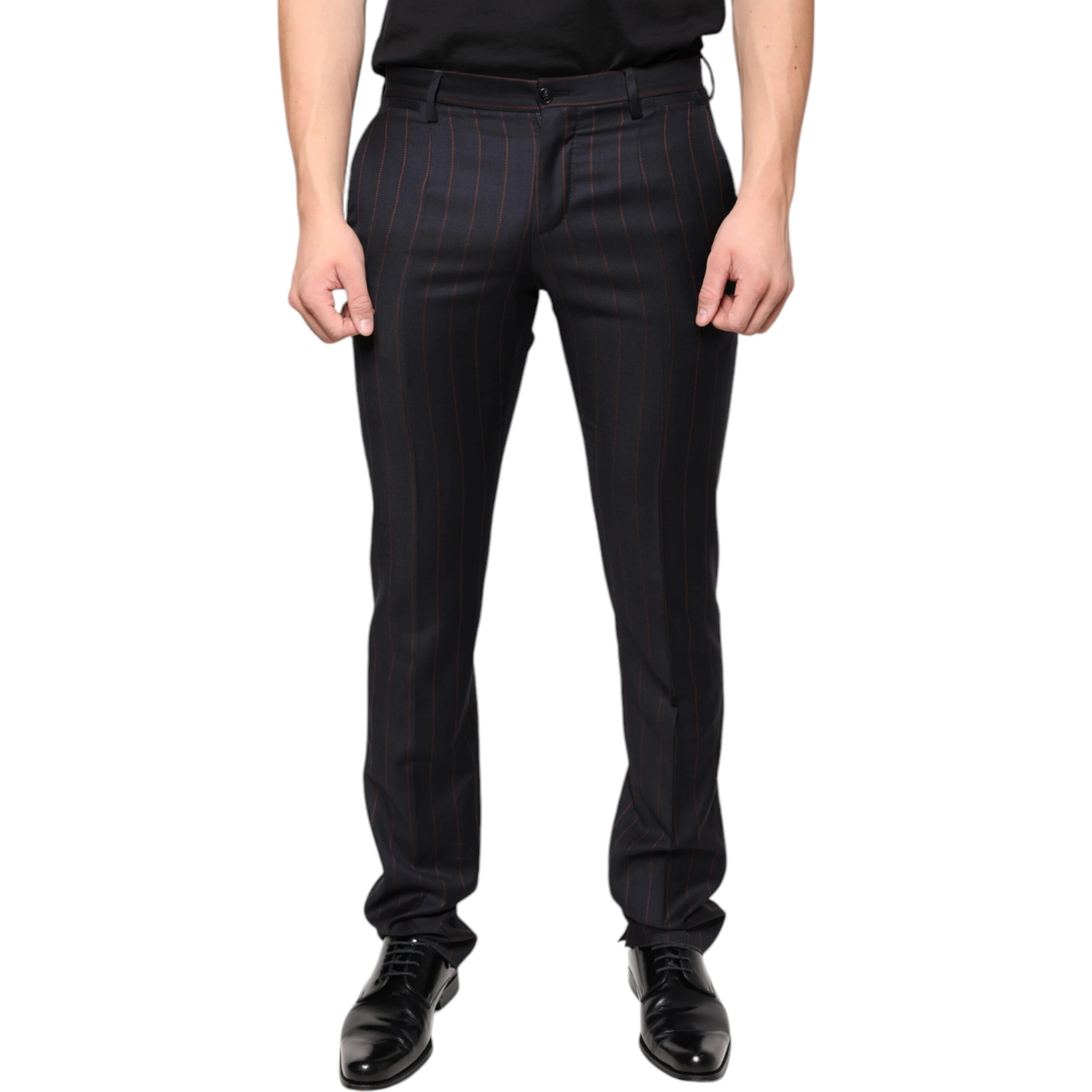 Black Stripes Skinny Men Dress Pants