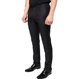 Black Stripes Skinny Men Dress Pants