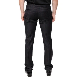 Black Stripes Skinny Men Dress Pants