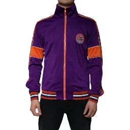 Purple Polyester Full Zip Long Sleeve Sweater