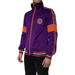 Purple Polyester Full Zip Long Sleeve Sweater