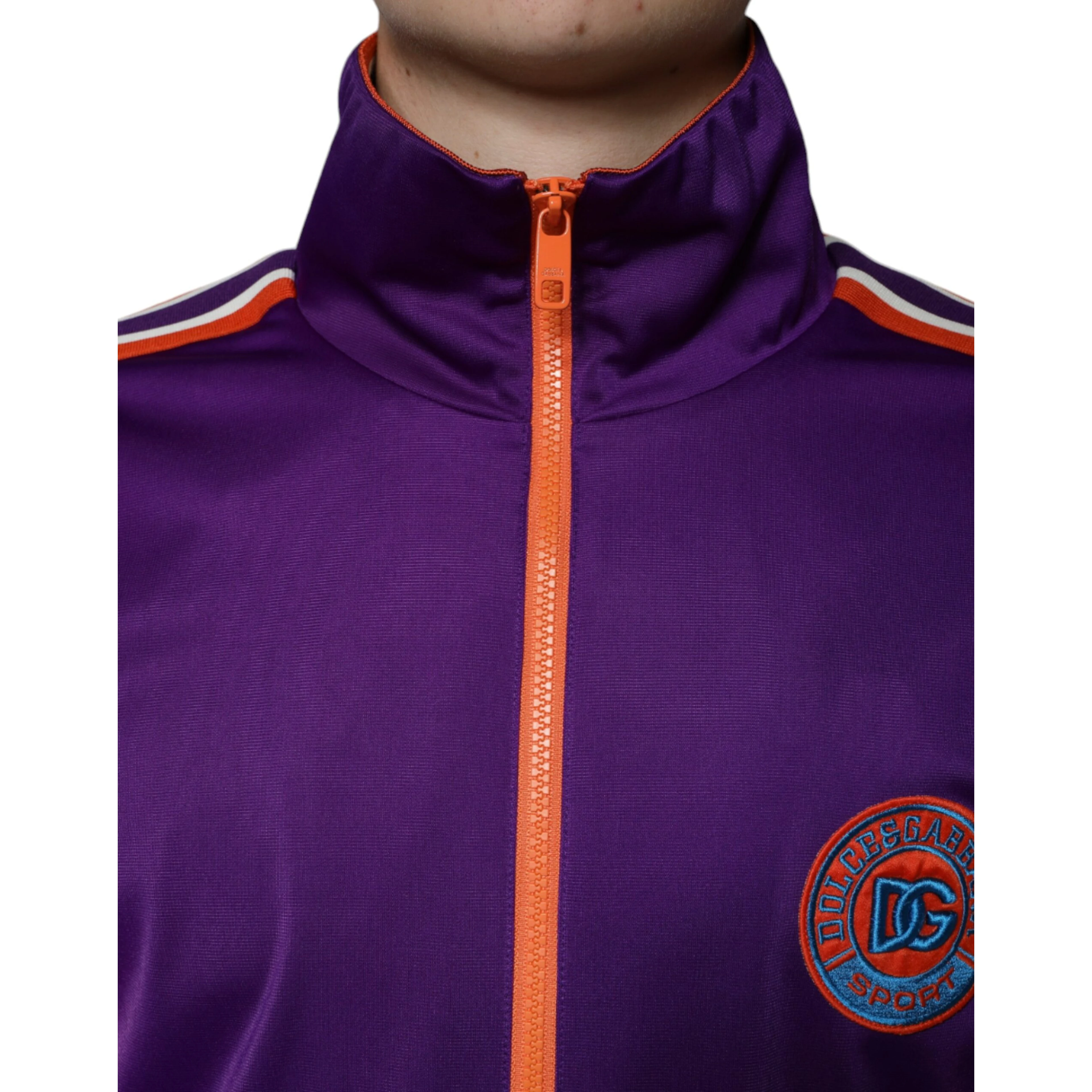 Purple Polyester Full Zip Long Sleeve Sweater