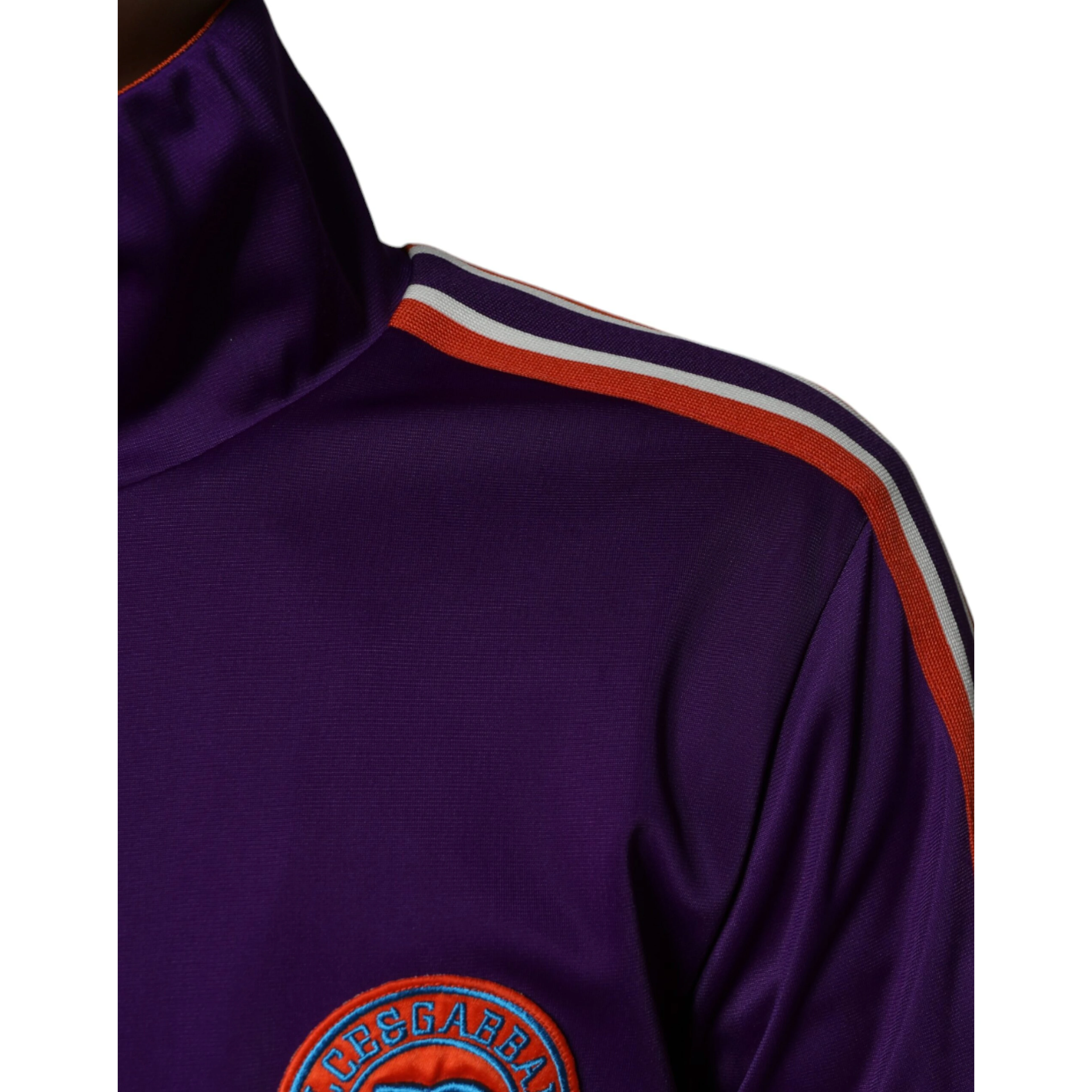 Purple Polyester Full Zip Long Sleeve Sweater