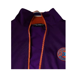 Purple Polyester Full Zip Long Sleeve Sweater