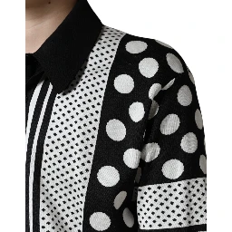 Black White Polka Dot Collared Polo T-shirt