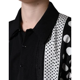 Black White Polka Dot Collared Polo T-shirt