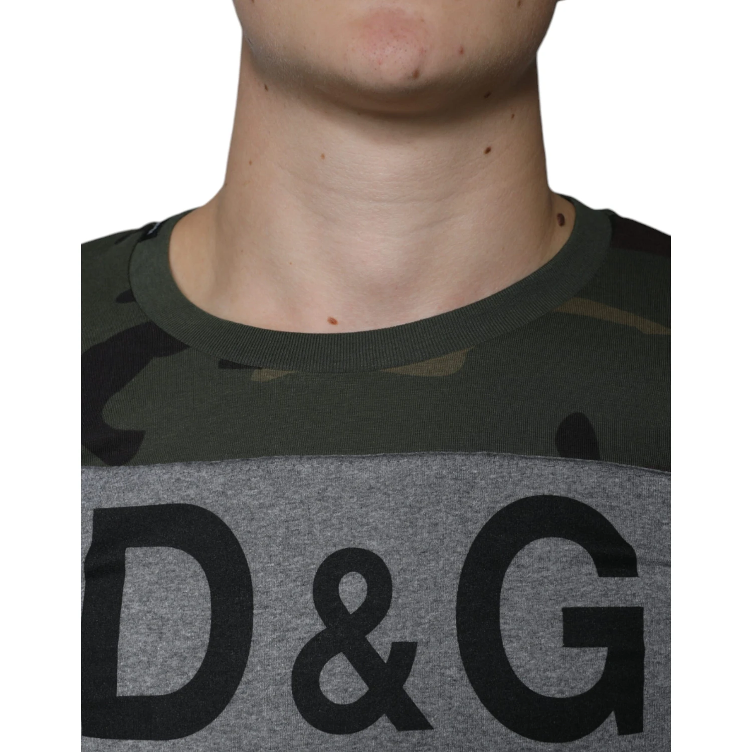 Multicolor Camouflage Cotton Crew Neck T-shirt