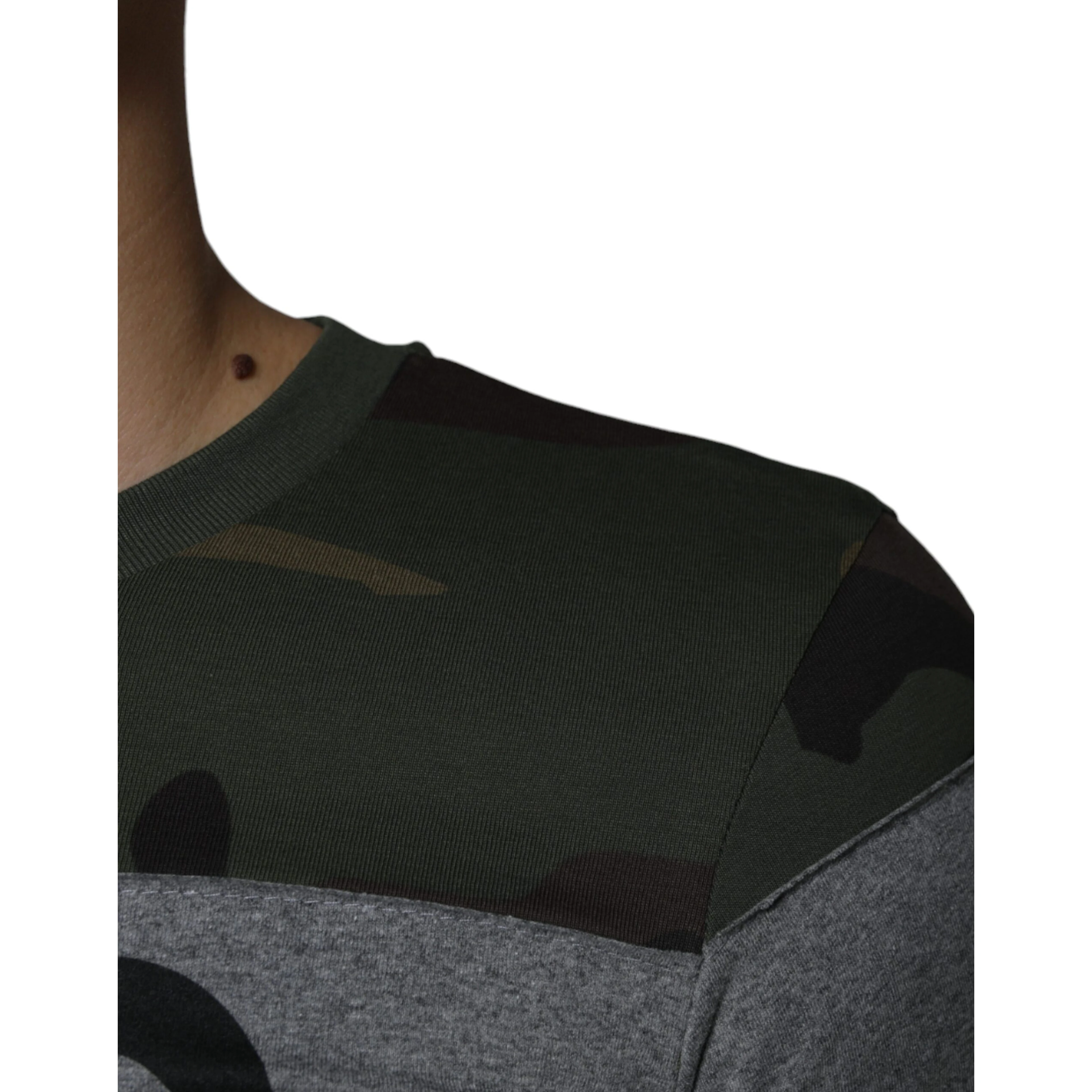 Multicolor Camouflage Cotton Crew Neck T-shirt