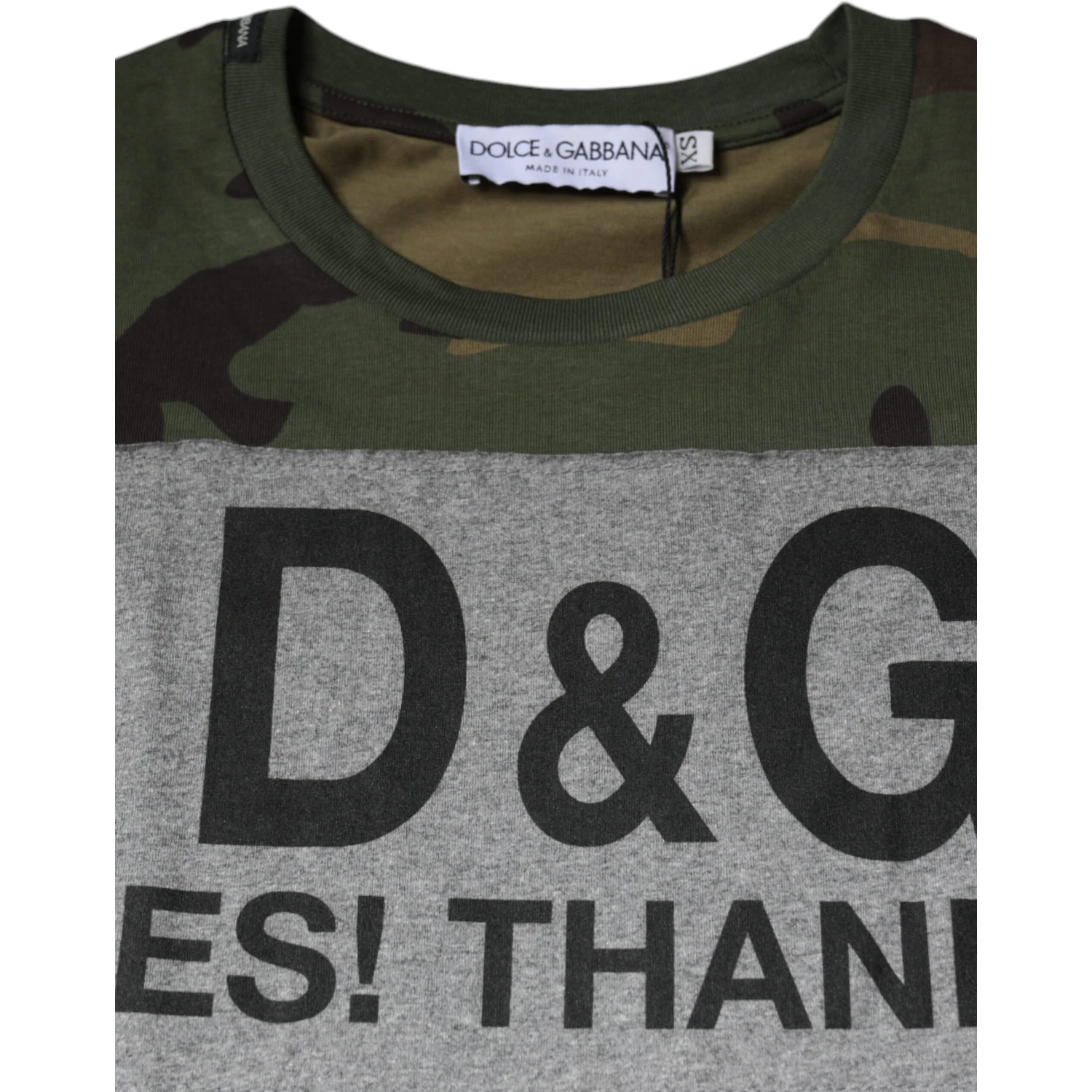 Multicolor Camouflage Cotton Crew Neck T-shirt