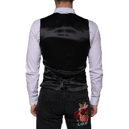 Black Wool Waistcoat Dress Formal Vest