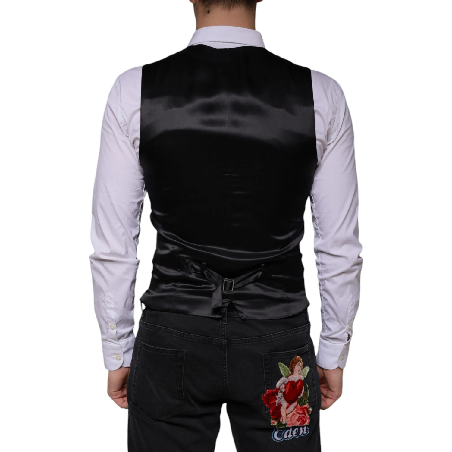 Black Wool Waistcoat Dress Formal Vest