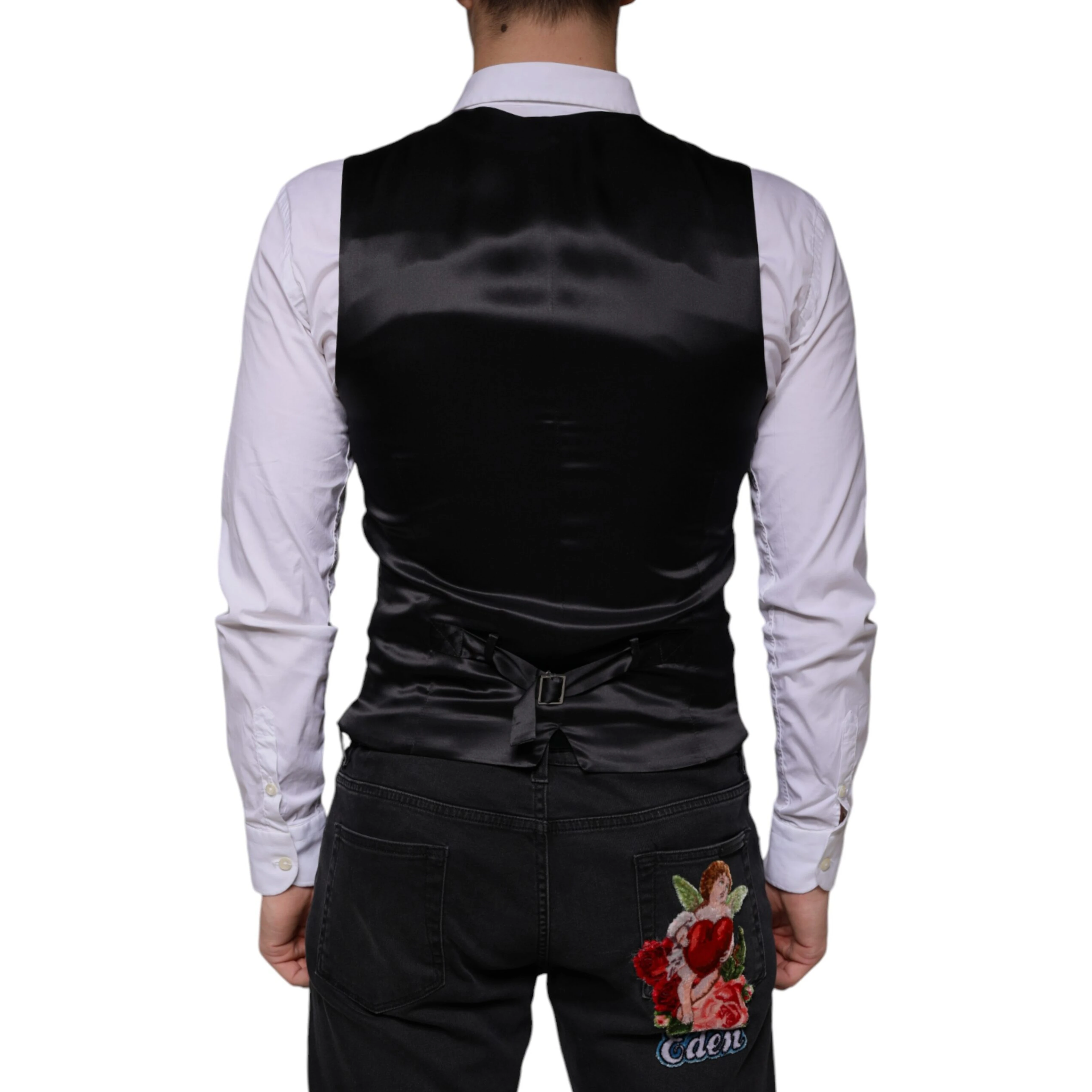 Black Wool Waistcoat Dress Formal Vest