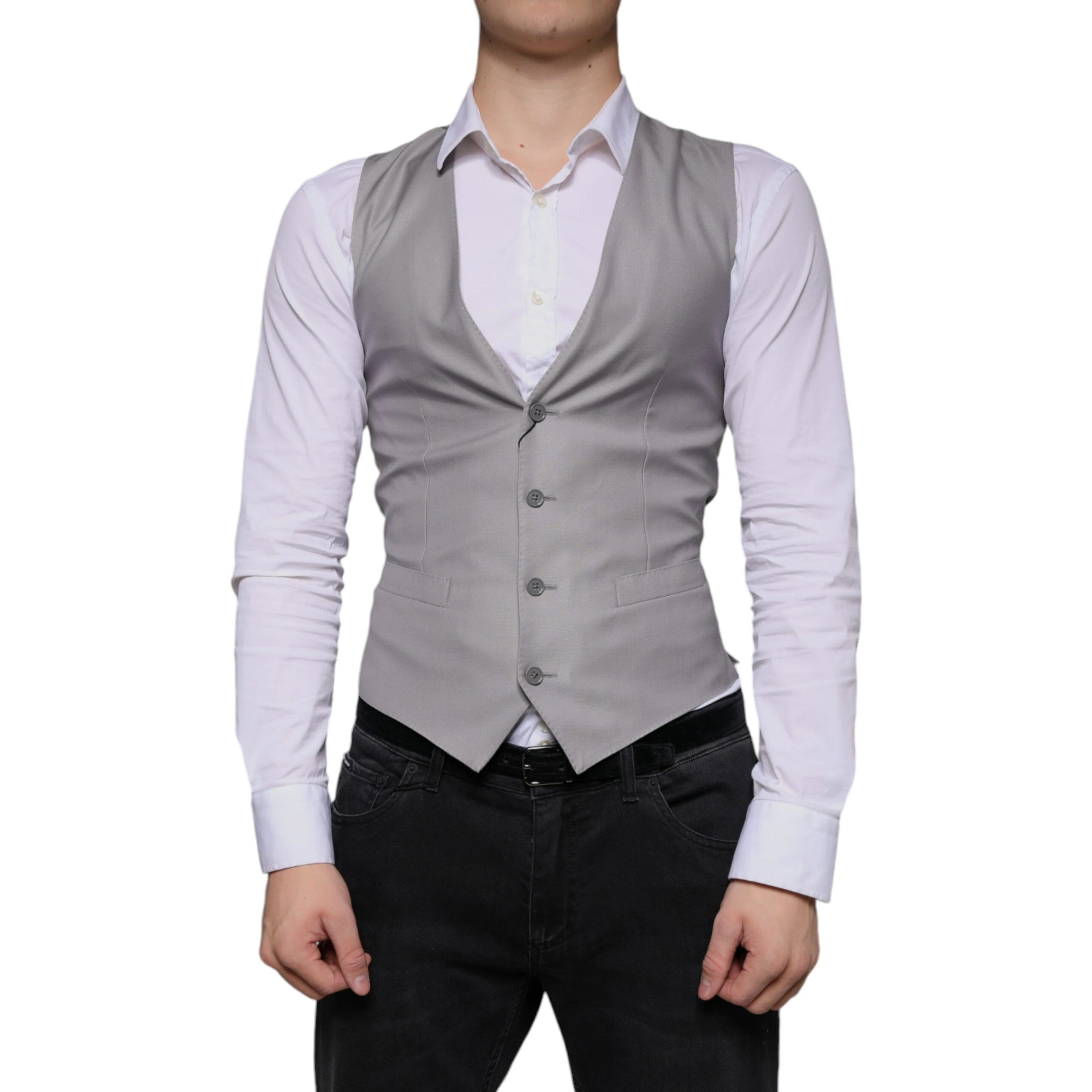 Light Gray Wool Formal Dress Waistcoat Vest