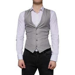 Light Gray Wool Formal Dress Waistcoat Vest
