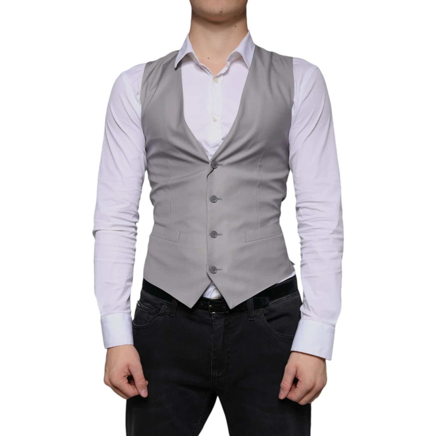 Light Gray Wool Formal Dress Waistcoat Vest