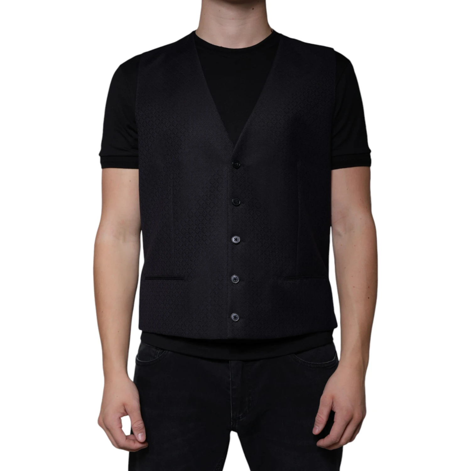 Black Wool Waistcoat Dress Formal Vest