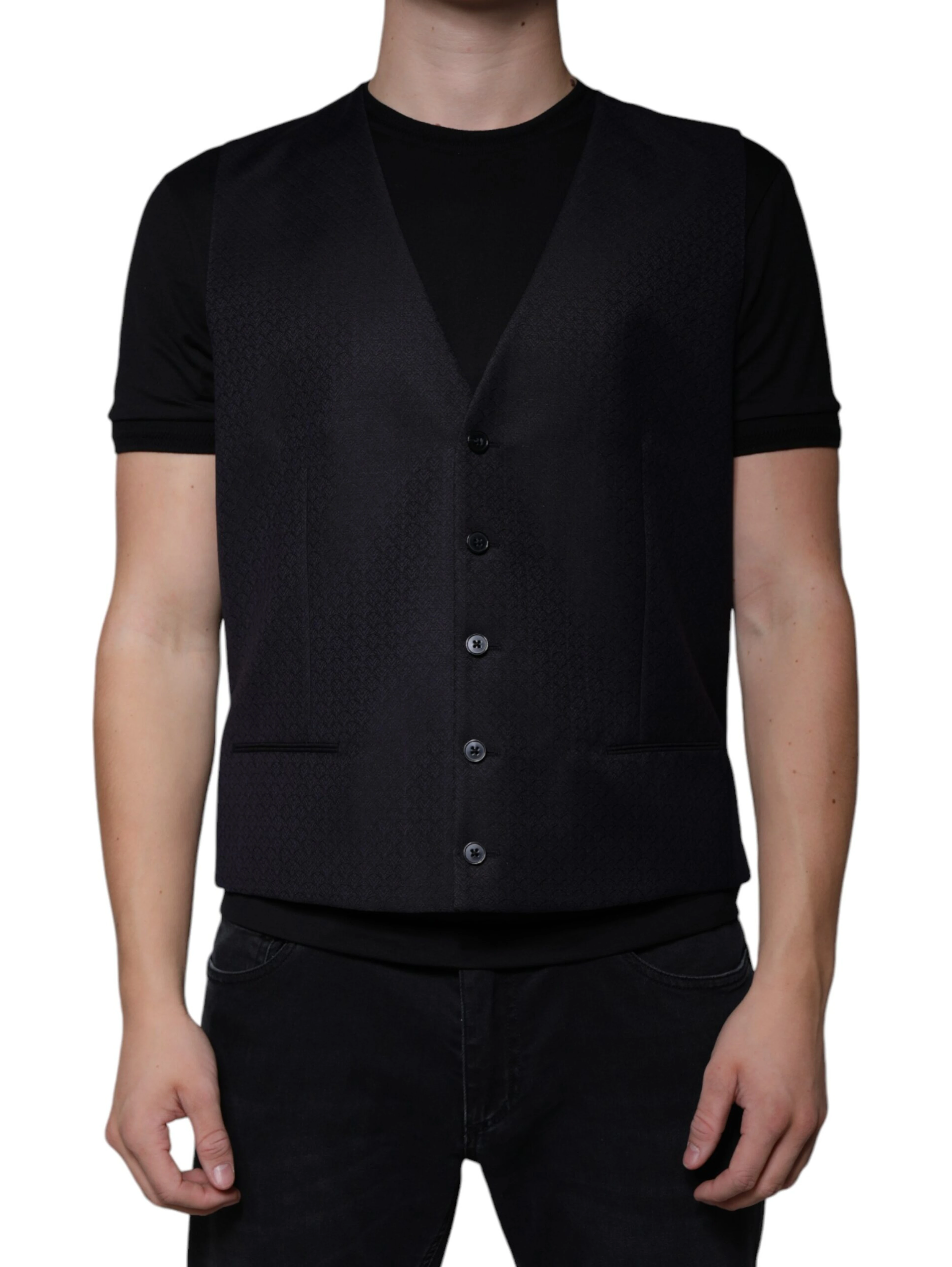 Black Wool Waistcoat Dress Formal Vest