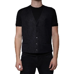 Black Wool Waistcoat Dress Formal Vest