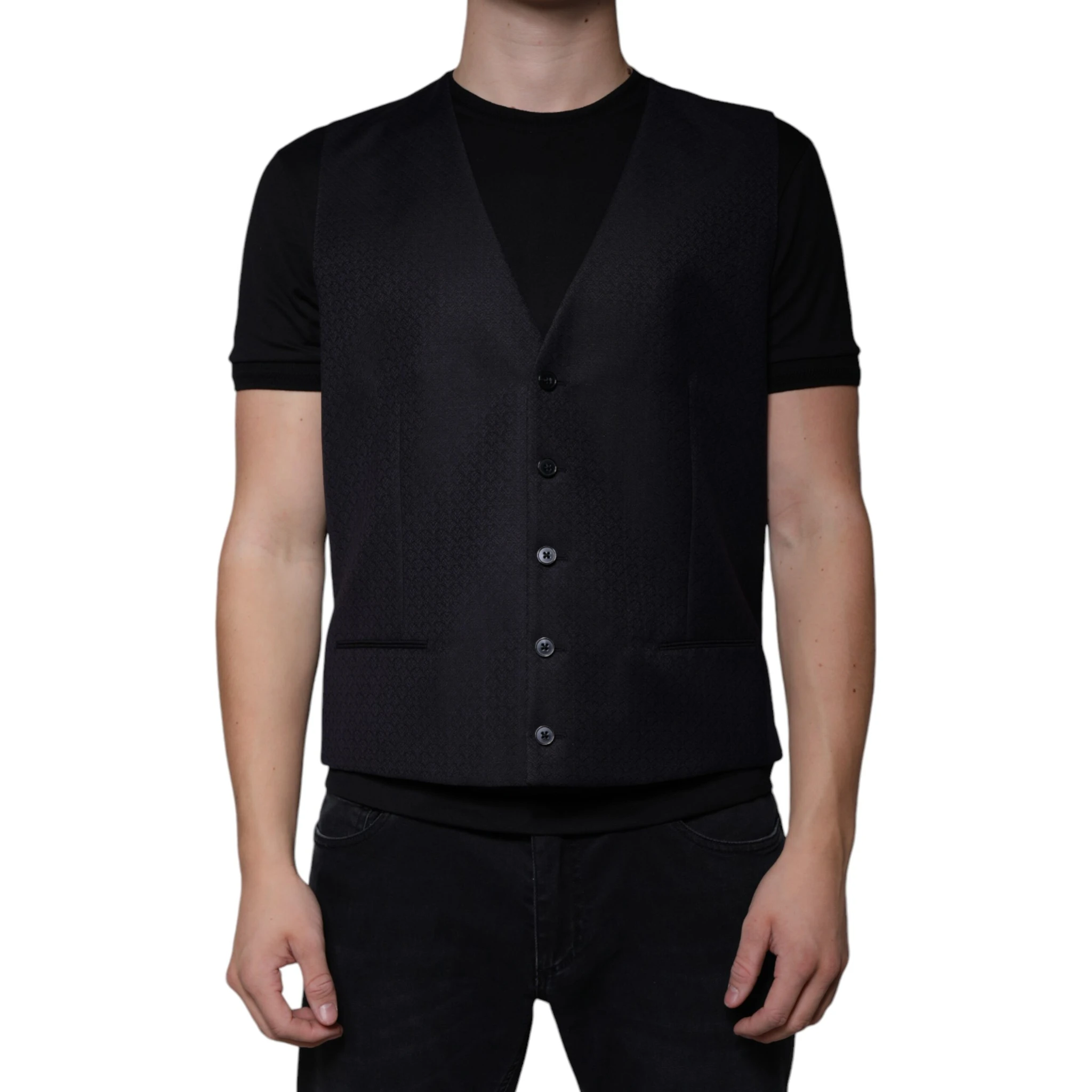 Black Wool Waistcoat Dress Formal Vest