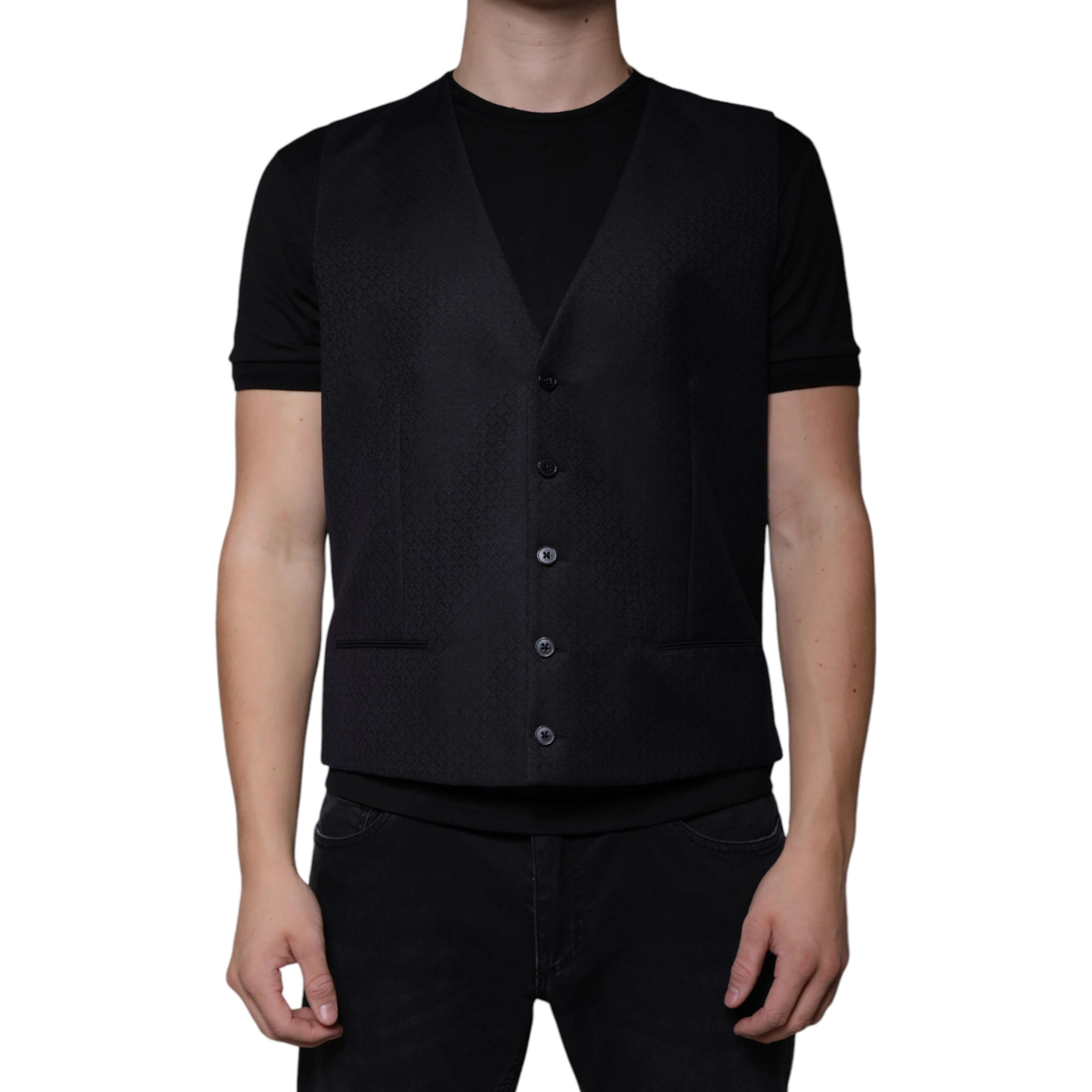 Black Wool Waistcoat Dress Formal Vest