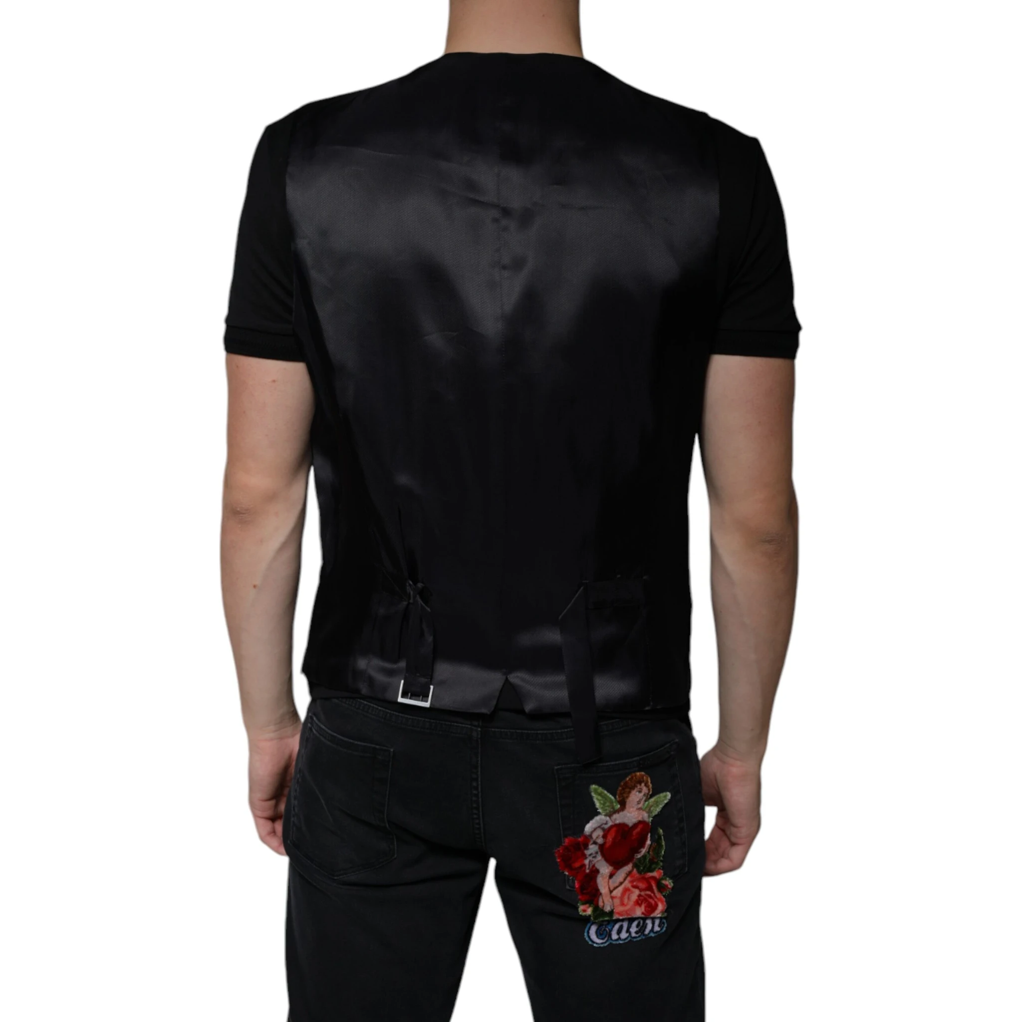 Black Wool Waistcoat Dress Formal Vest