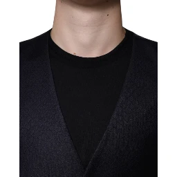 Black Wool Waistcoat Dress Formal Vest