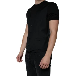 Black Wool Waistcoat Dress Formal Vest