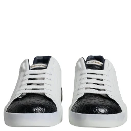 White Leather Logo Portofino Sneaker Shoes