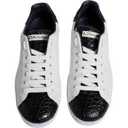 White Leather Logo Portofino Sneaker Shoes