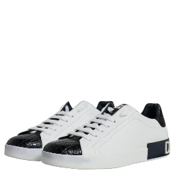 White Leather Logo Portofino Sneaker Shoes