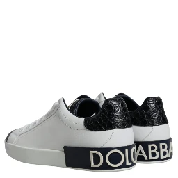White Leather Logo Portofino Sneaker Shoes