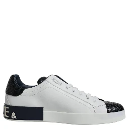 White Leather Logo Portofino Sneaker Shoes