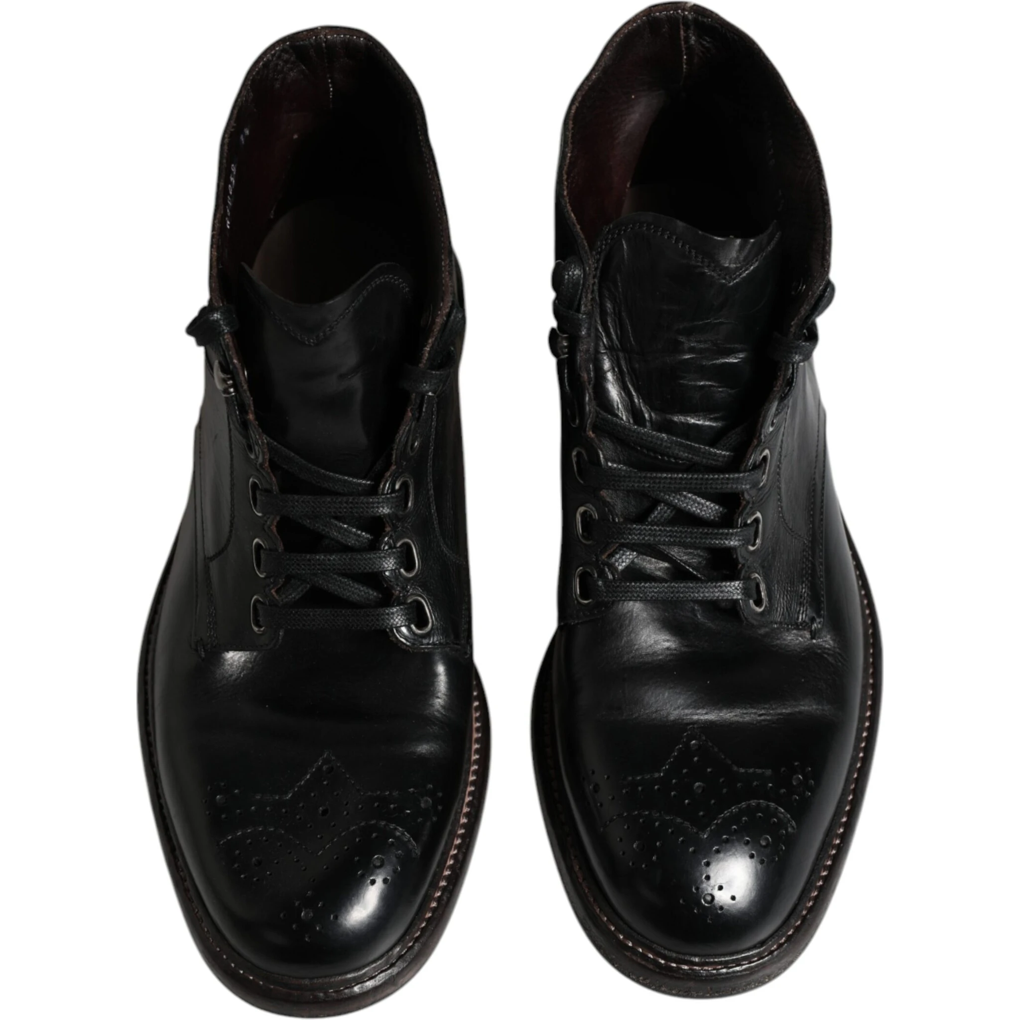 Black Leather Men Short Boots Lace Up Shoes