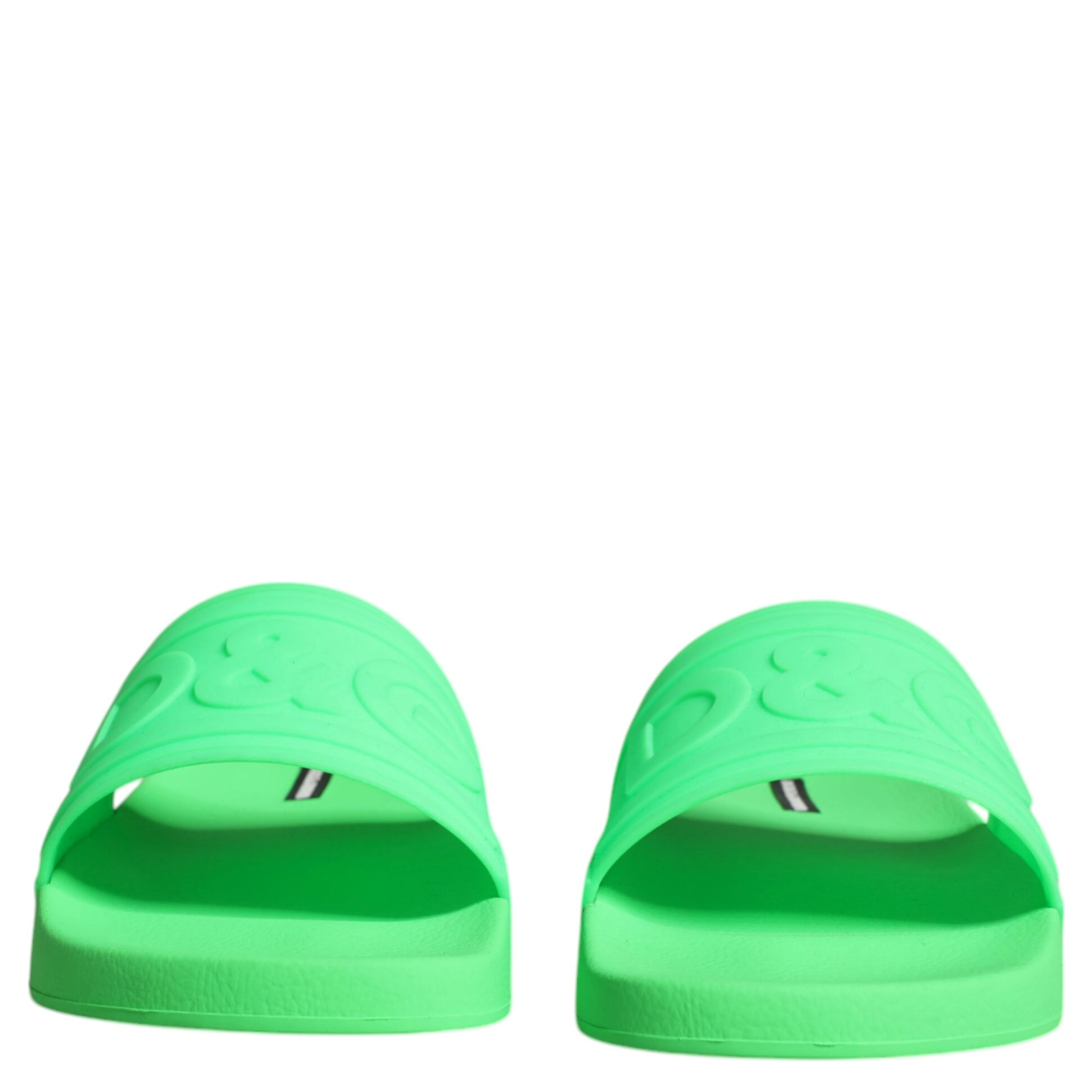 Green Leather Slides Sandals Beachwear Shoes