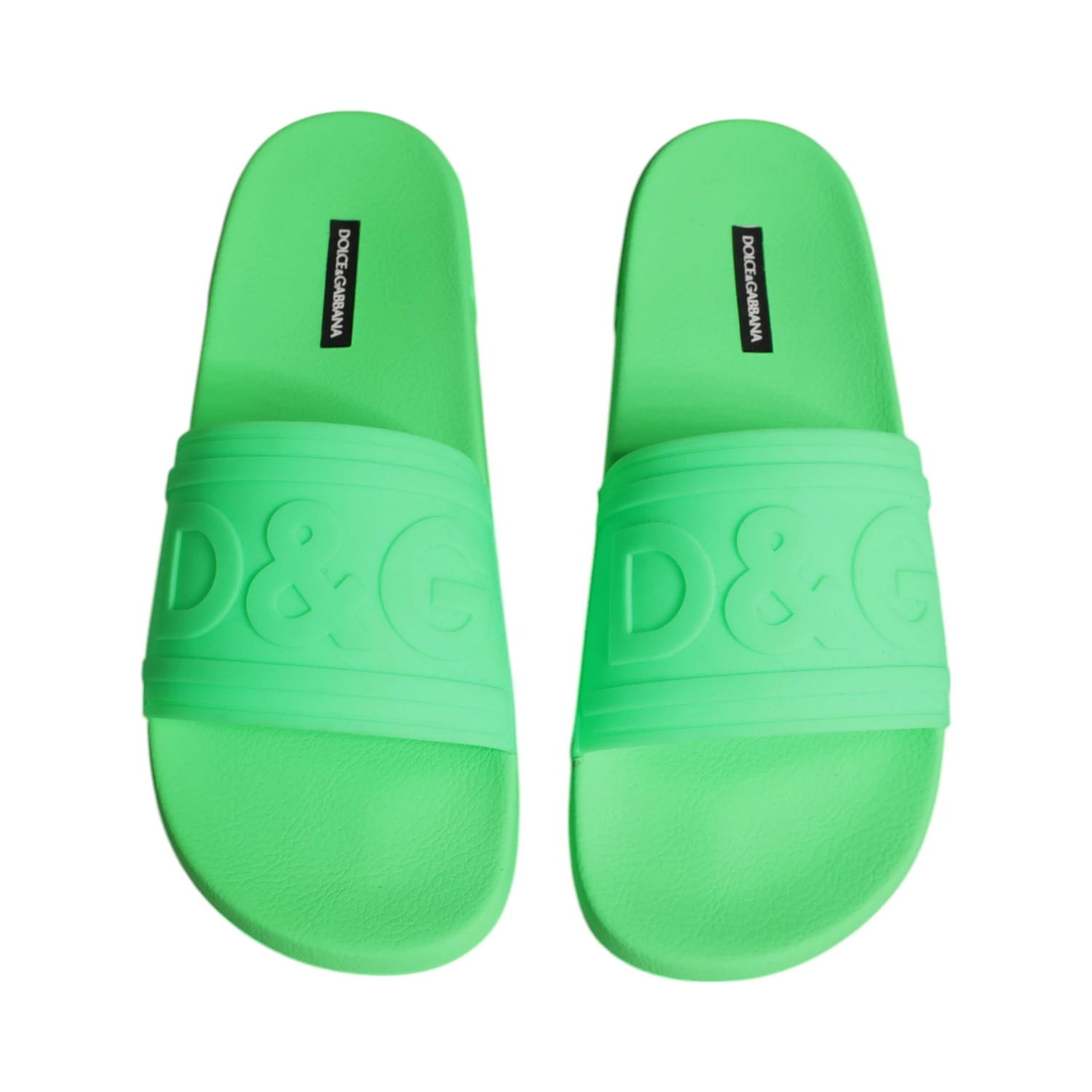 Green Leather Slides Sandals Beachwear Shoes