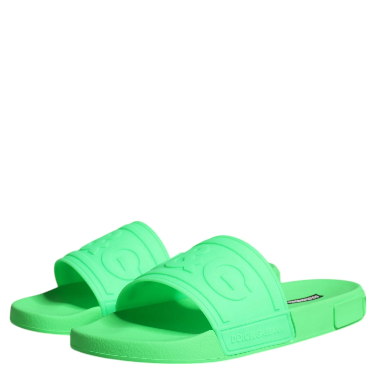 Green Leather Slides Sandals Beachwear Shoes