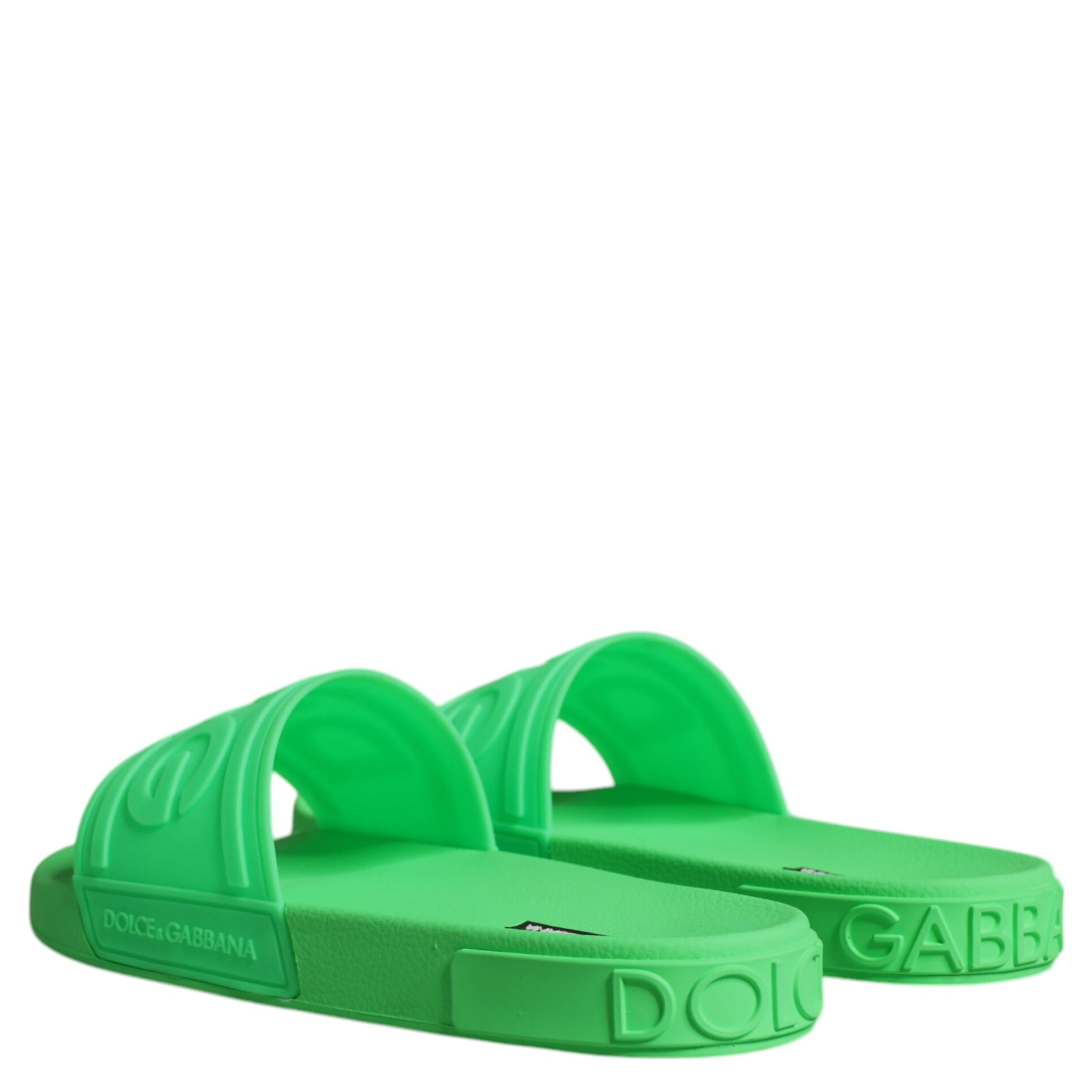 Green Leather Slides Sandals Beachwear Shoes