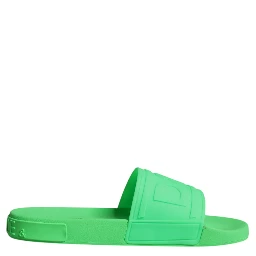 Green Leather Slides Sandals Beachwear Shoes