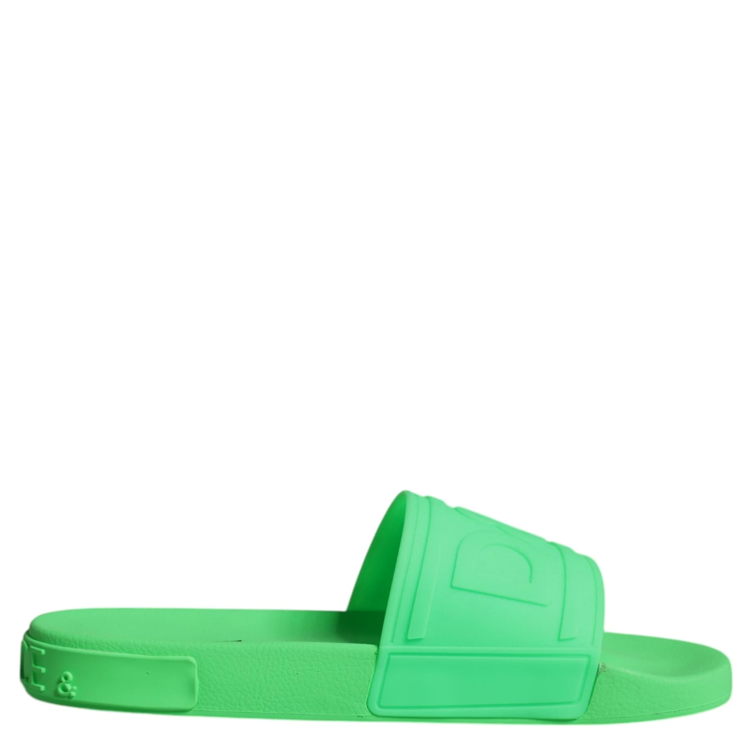 Green Leather Slides Sandals Beachwear Shoes